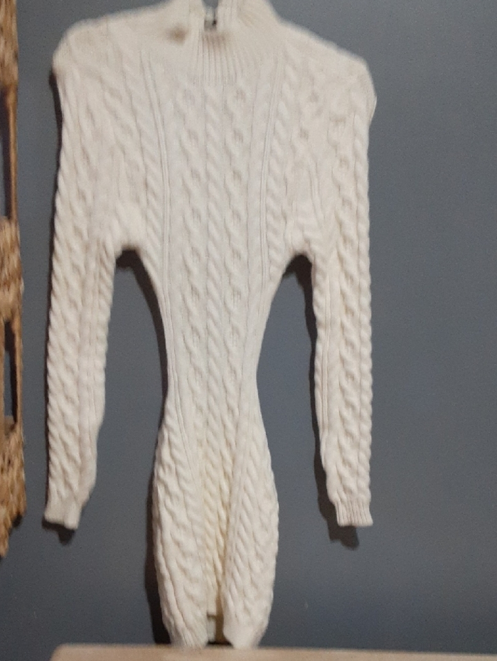 Cream Cable Knit Sweater Dress